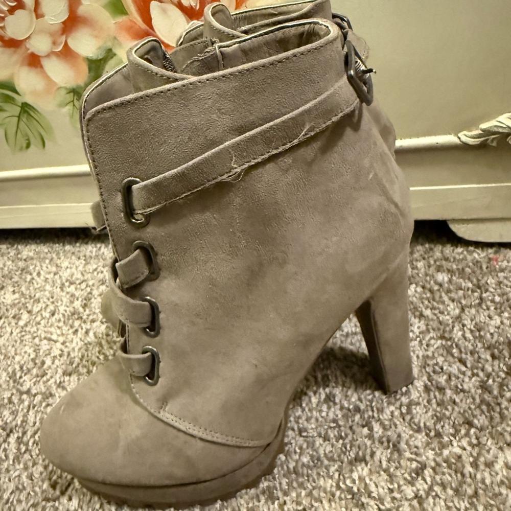 Greige Suede Ankle Boots